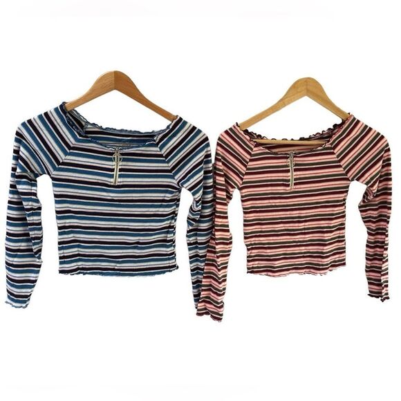 Bundle (2) Justice Striped Long Sleeve Shirts - Picture 2 of 6